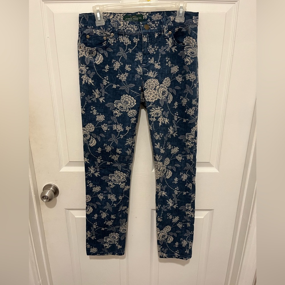 Lauren Ralph Lauren Jeans Women’s Blue Floral Modern Straight  Ankle Size 4